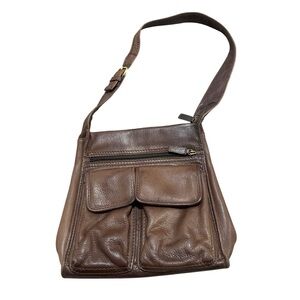 Vintage Fossil  Brown Leather Flap 75082 Messenger Bag